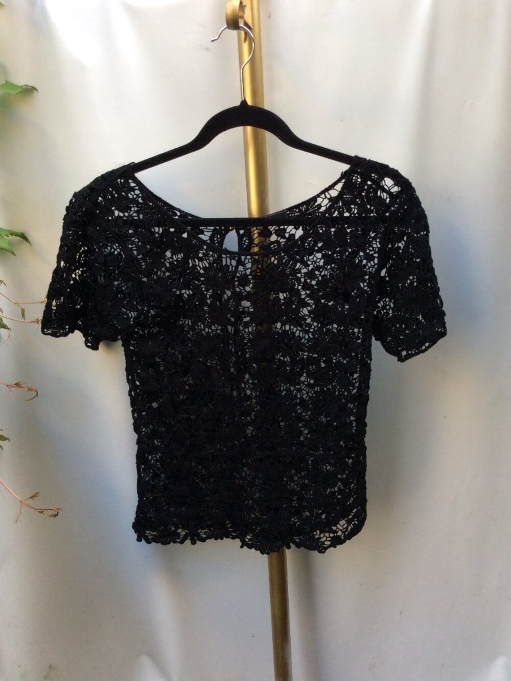 Sheer Black Lace DULCIE Short Sleeve Blouse Gothic Romantic S